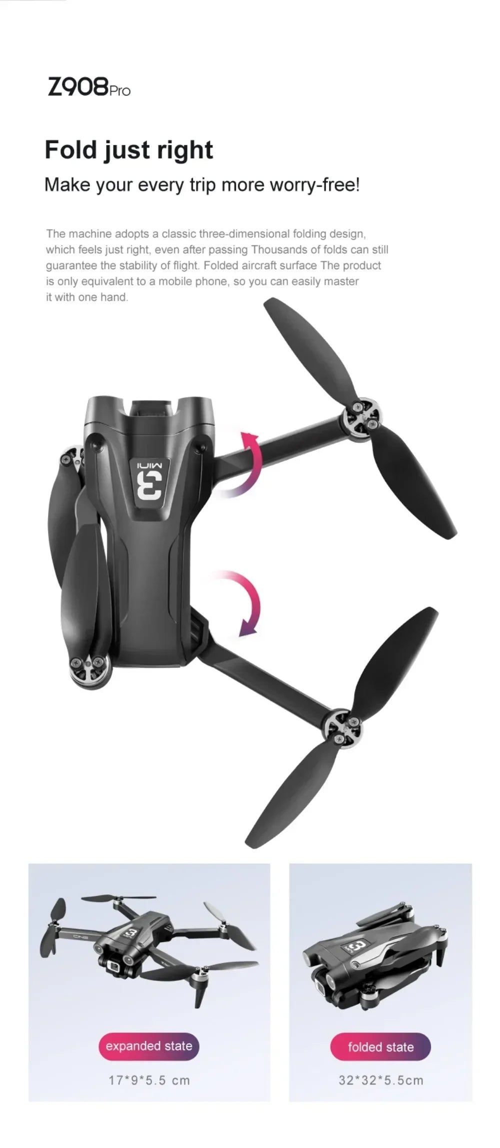 Z908 Pro Max Drone 4K HD Dual Camera Brushless FPV Foldable Quadcopter - image 14