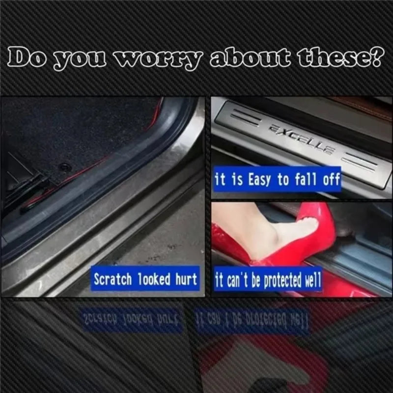 Universal Carbon Fiber Texture Door Sill Protection Film Set