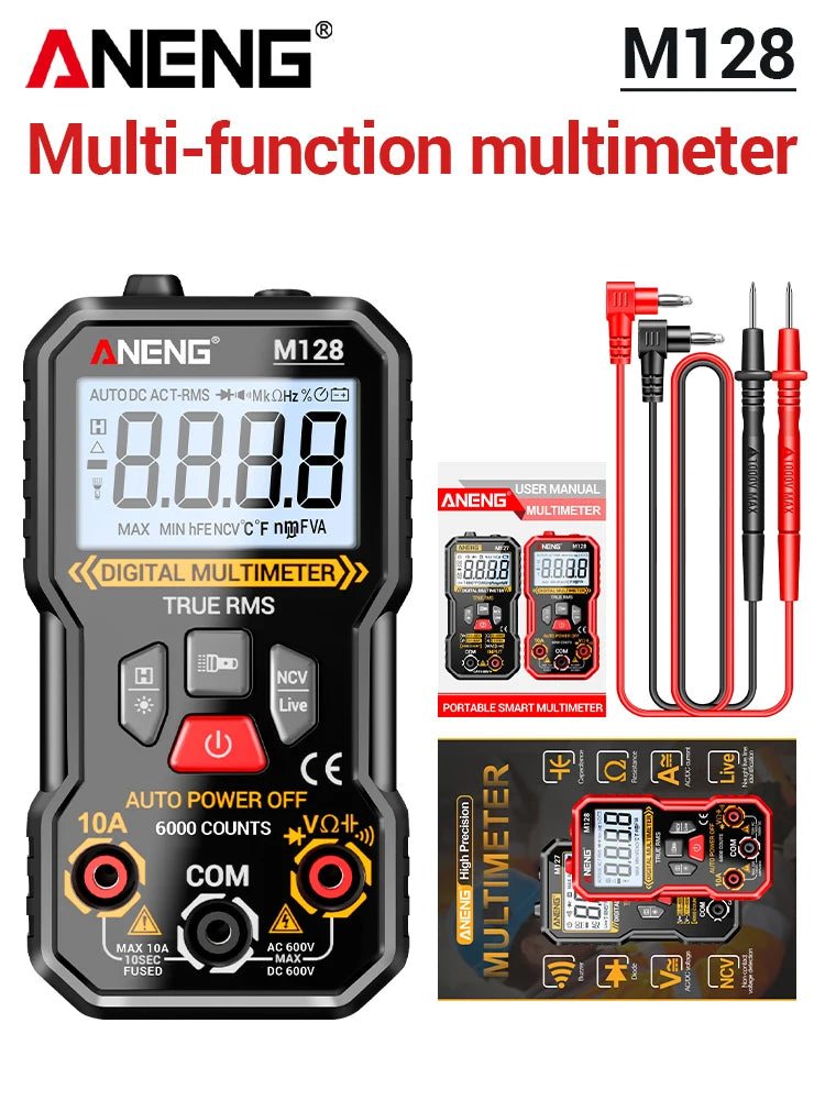 Multifunction Mini Multimeter 6000 Count AC/DC Voltage Current Resistance NCV Tester
