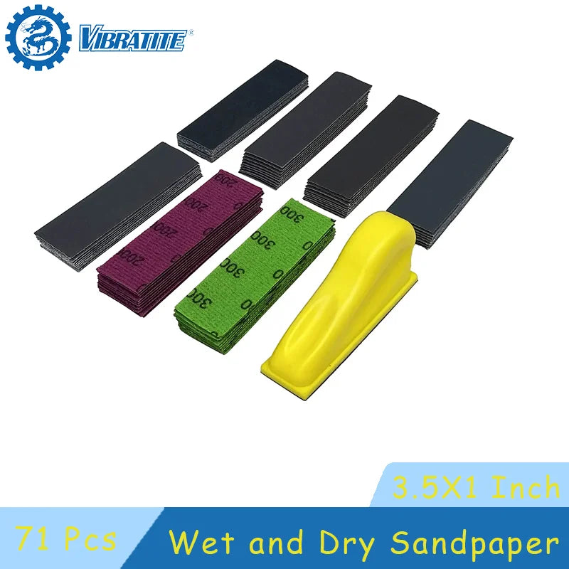 71-Piece Mini Sandpaper Kit with Hook-and-Loop Sanding Block