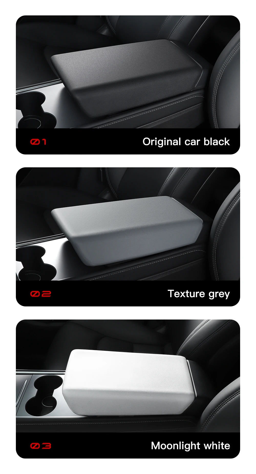 Armrest Cover for Tesla Model Y Juniper, Model YL and Model 3 Highland
