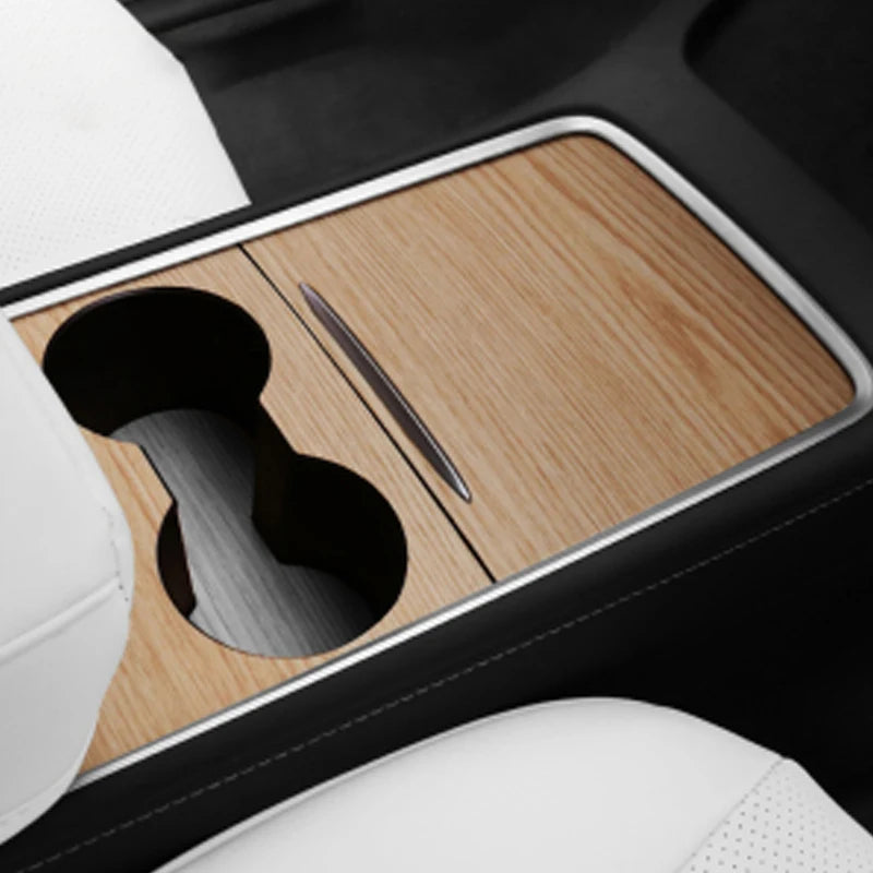 Wood Grain and Carbon Look Center Console Film for Tesla Model Y 2021-2023