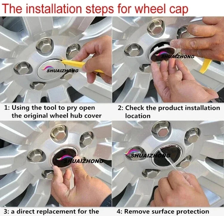 56mm Blank ABS Wheel Center Caps, Universal 4-Pack - image 8