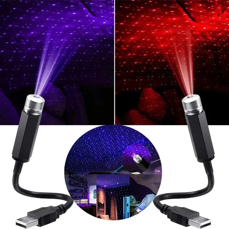 Starry Sky LED Night Light for Car USB - Red/Blue