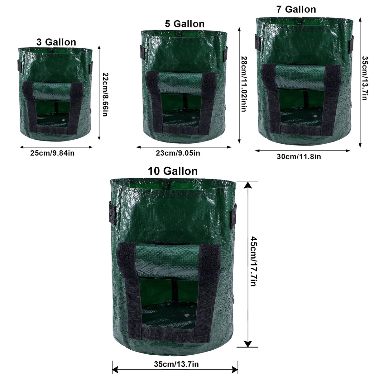 Potato & Vegetable Grow Bags, 3/5/10 Gallon