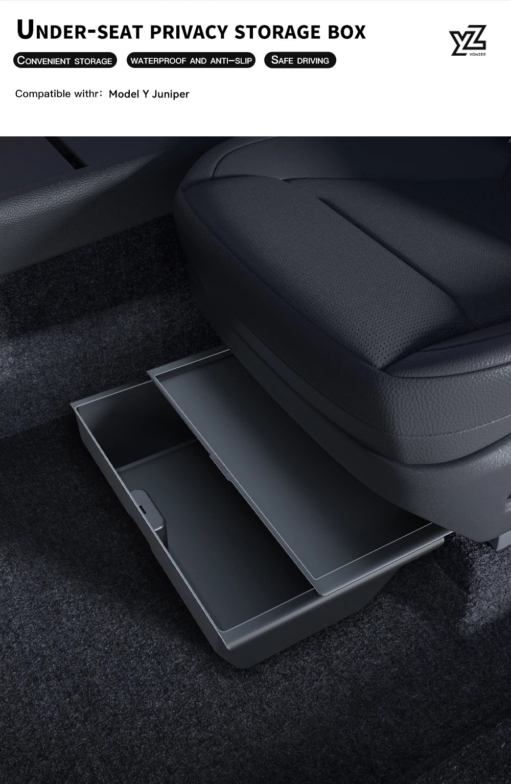 Under Seat Storage Drawer for Tesla Model Y Juniper 2025-2026