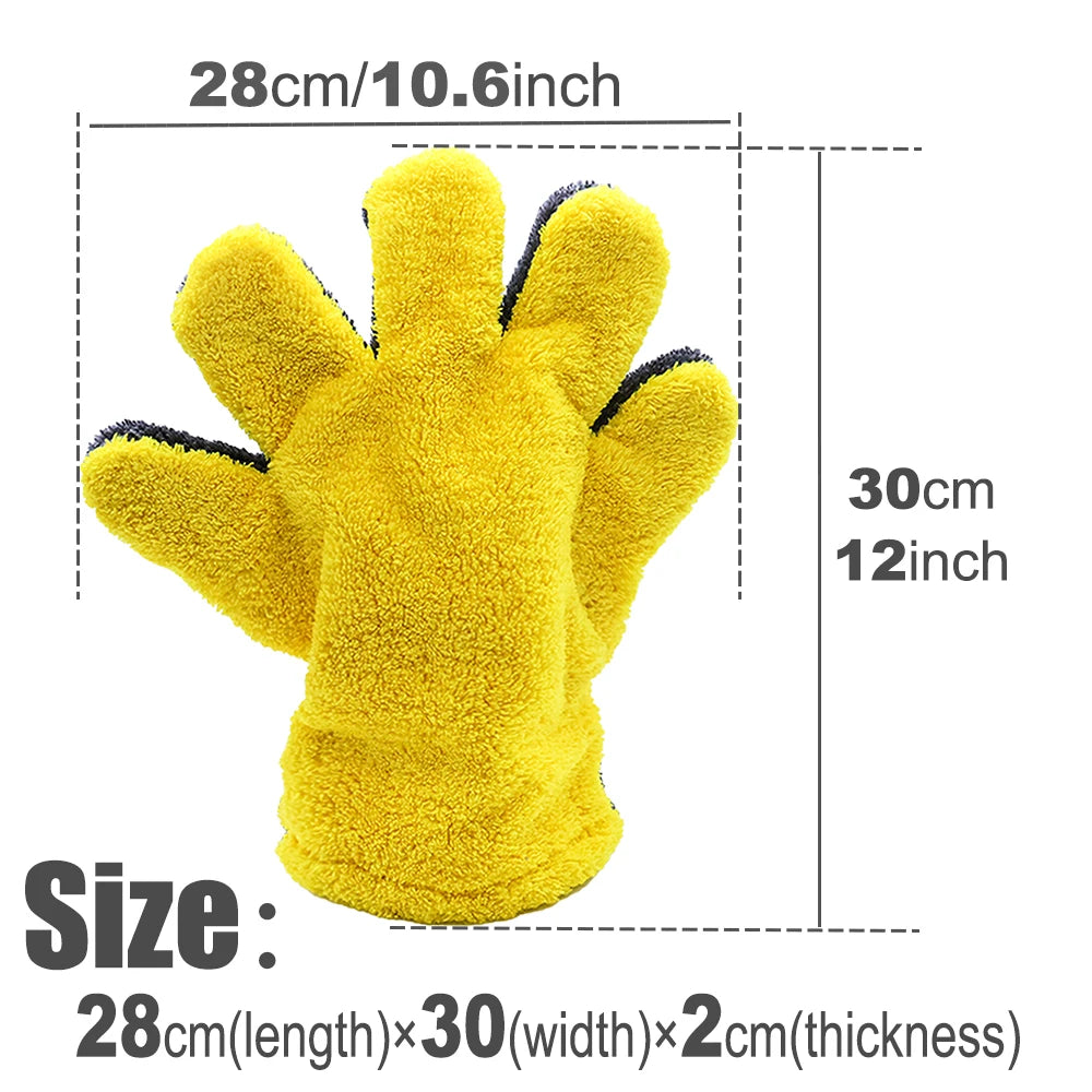 5-Finger Microfiber Car Wash Mitt, Scratch-Free Ultra Absorbent Detailing Glove