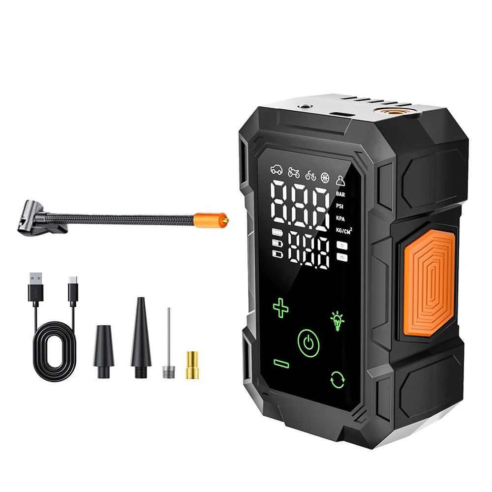 Cordless Portable Tire Inflator Air Pump with Digital Pressure Gauge LED Light