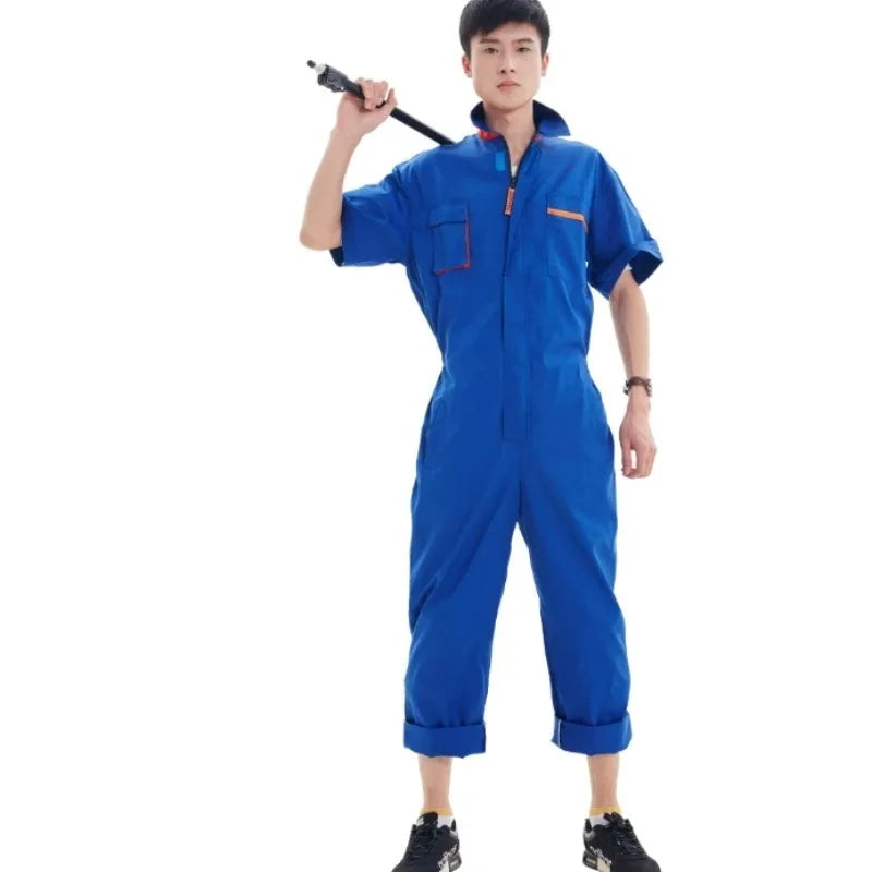 Work Coveralls Short Sleeve Men Women Protective Overalls Repairman Car Workwear Uniforms Summer Plus Size
