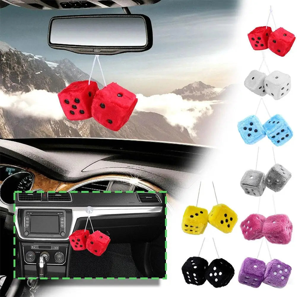 Cute Plush Dice Car Pendant Set - Whimsical Car Decor - image 4