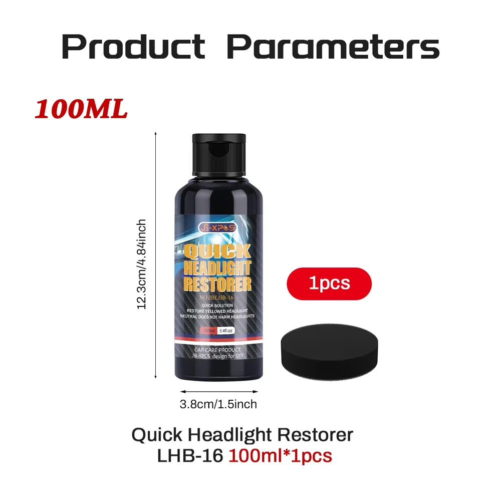 Headlight Restoration Liquid for Yellowed and Hazy Headlights
