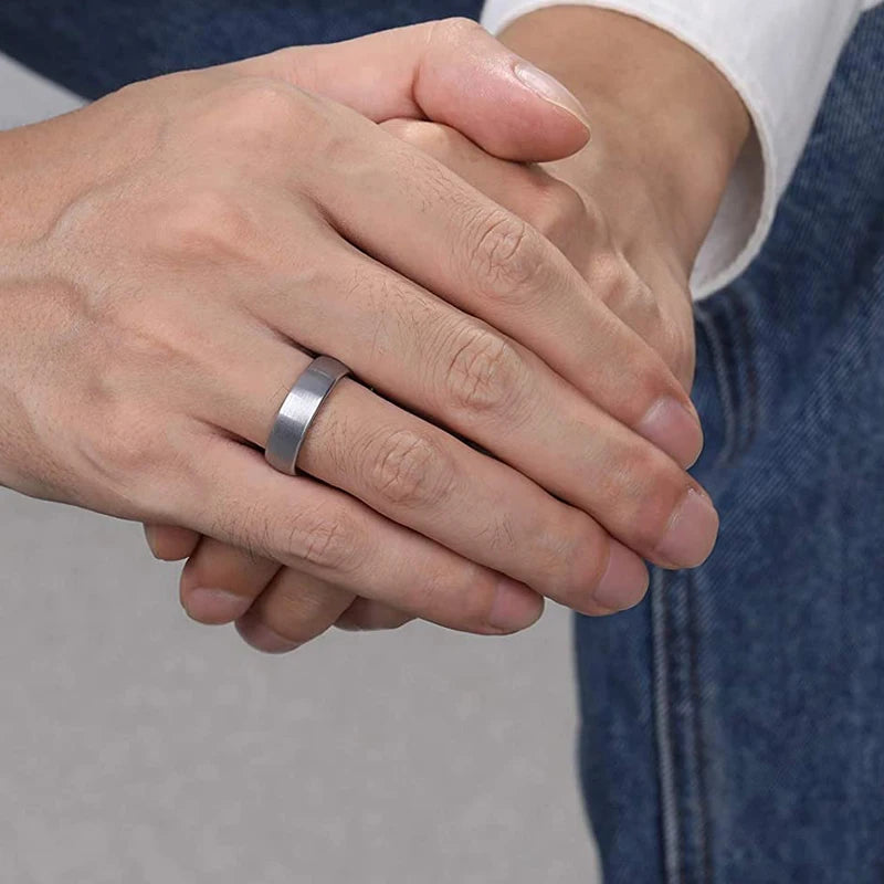 Men's Tungsten Carbide Wedding Band Ring - Brushed Silver 6mm/8mm - image 5