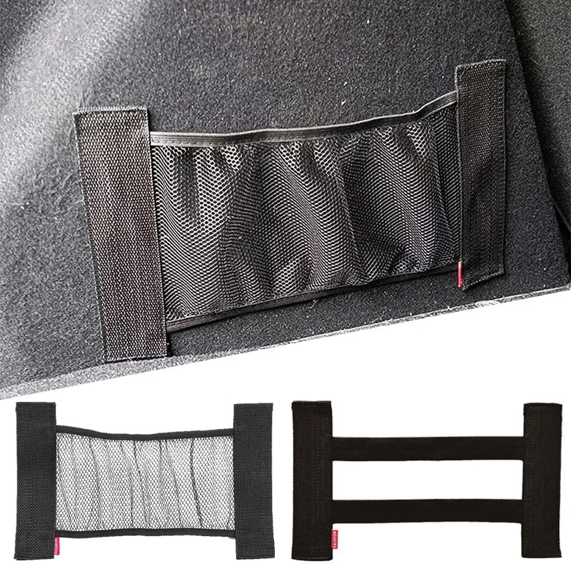Elastic Trunk Straps and Mesh Net for Fire Extinguisher and Small Items