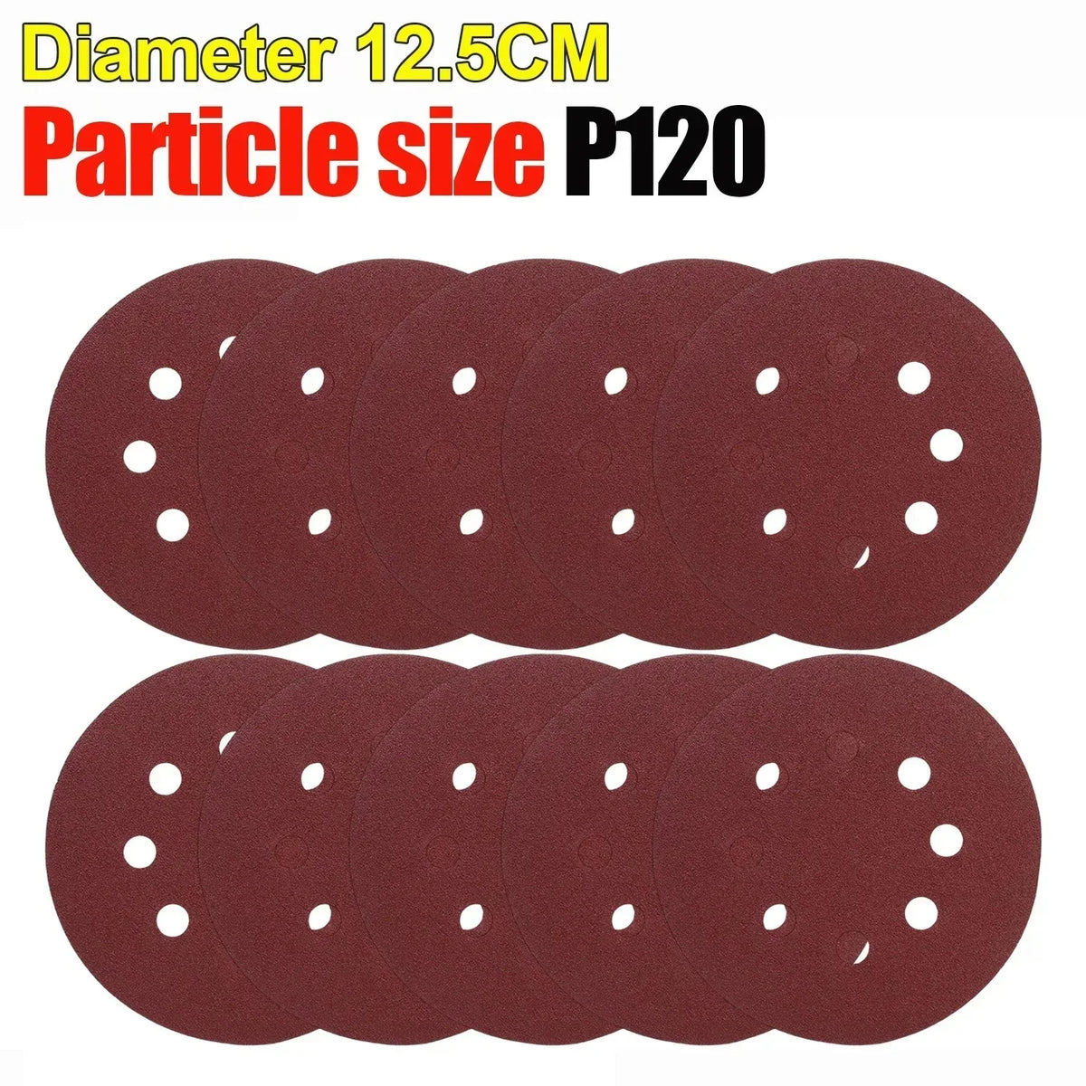 Universal 8-Hole 125mm Sanding Discs for Metal Wood and Glass 40-3000 Grit