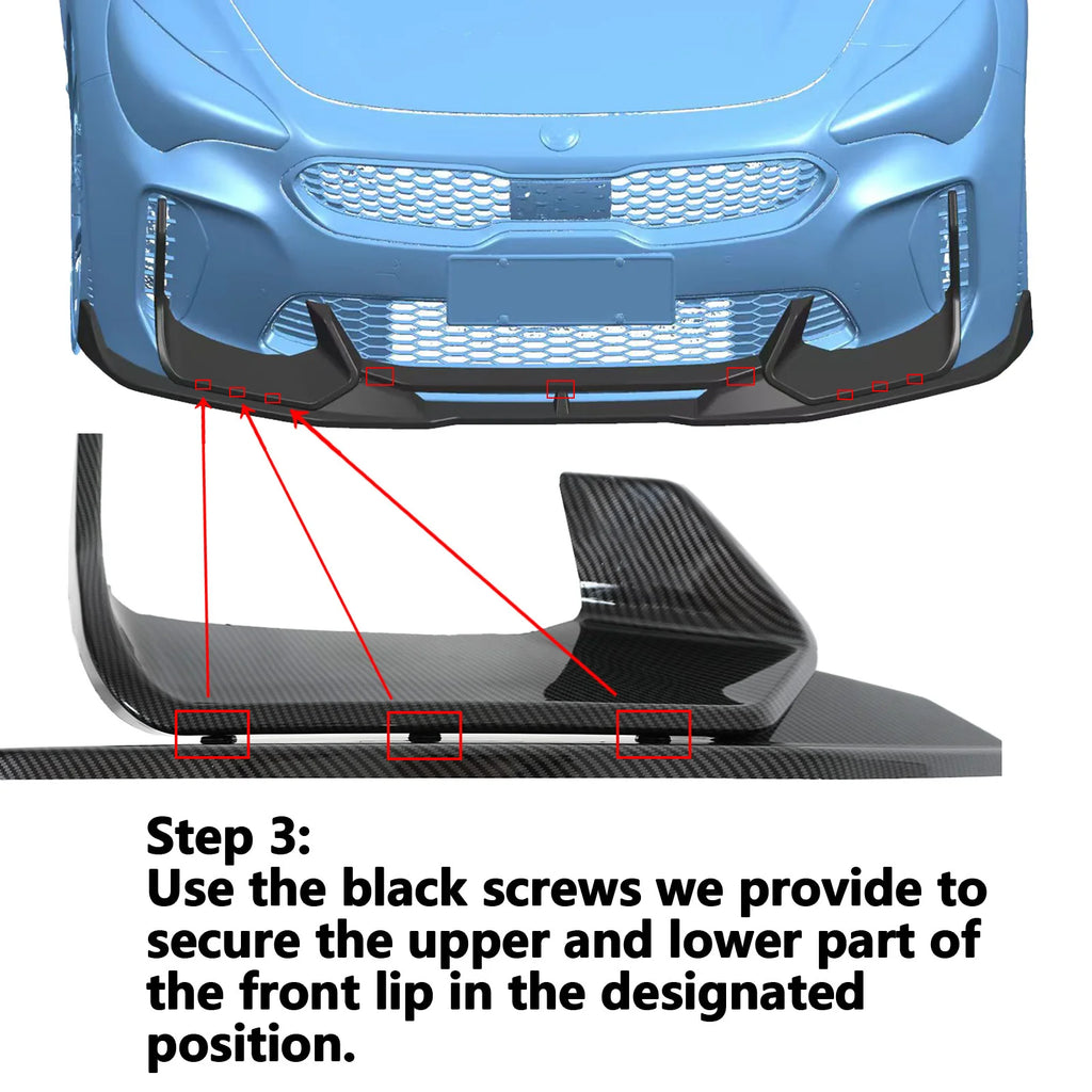 Kia Stinger Front Bumper Lip Spoiler 2018-2023 Glossy Black - image 3