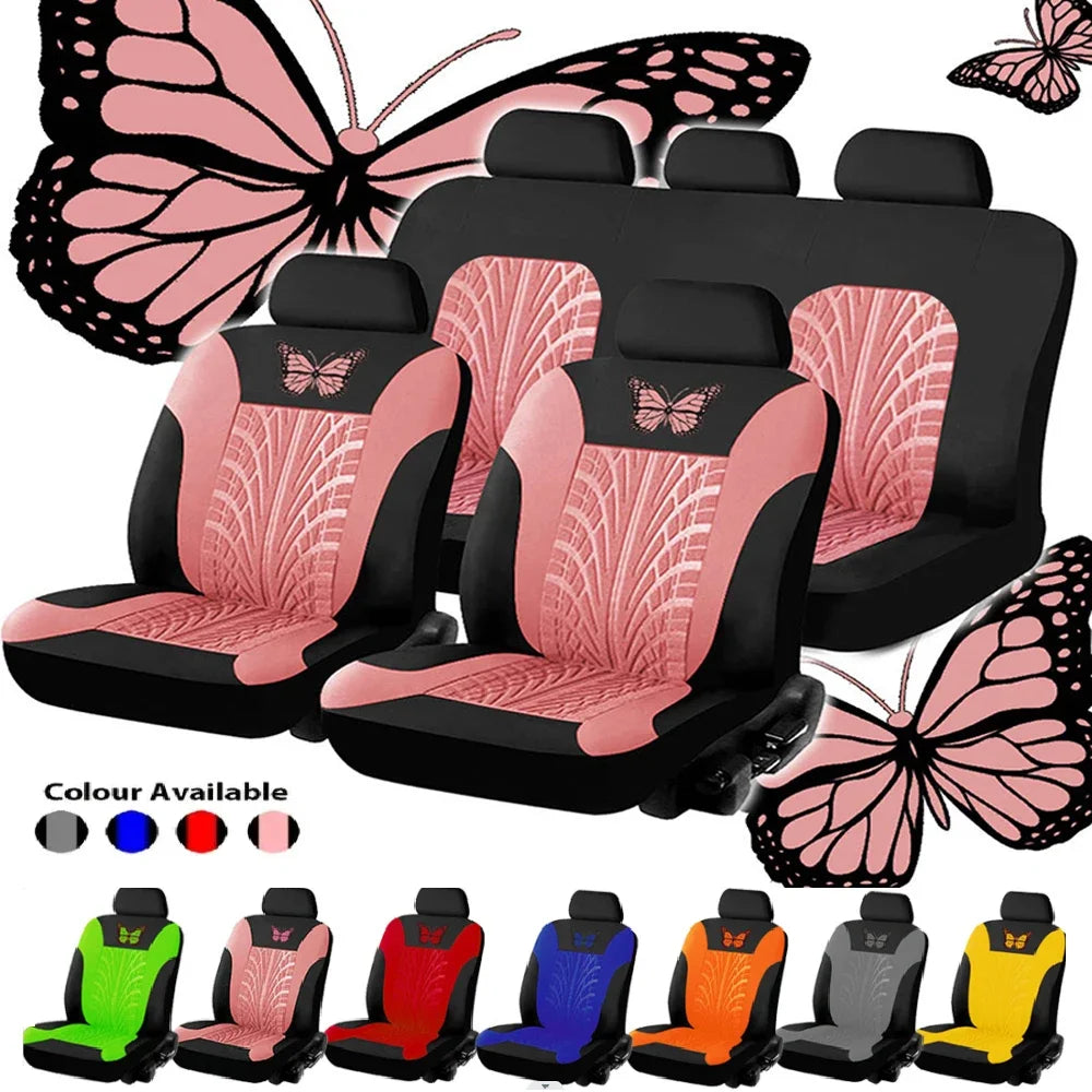 Butterfly Embroidery Car Seat Cover Set, Universal Fit