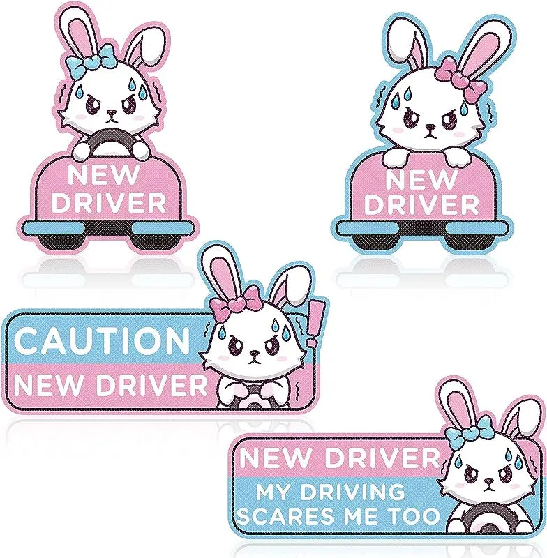 Reflective Cartoon Cat Student Driver Car Magnets (4 Pack) - image 8