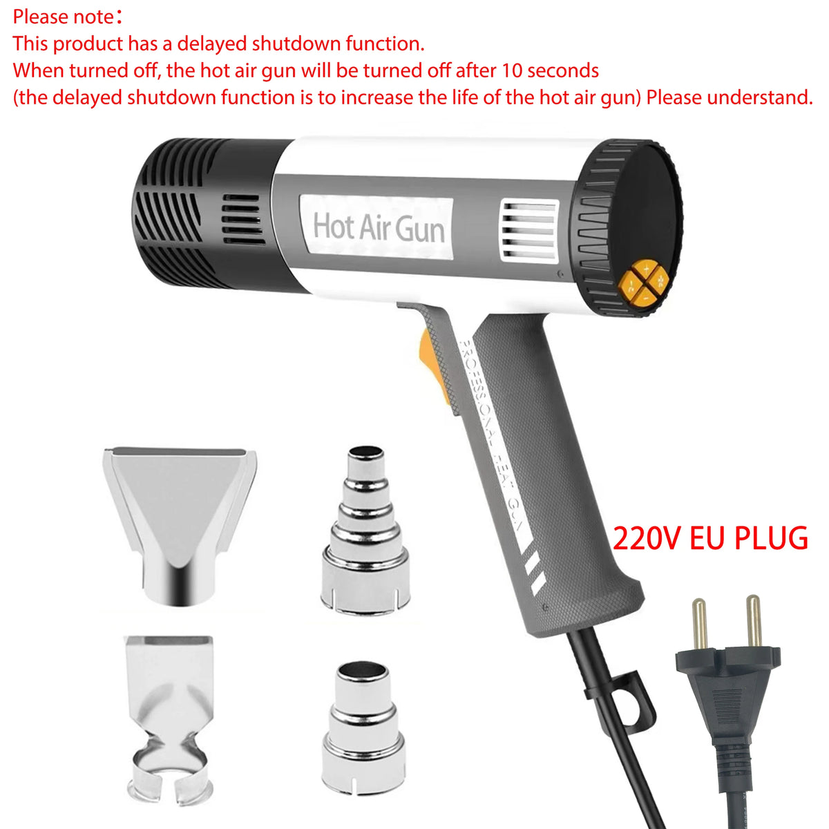 2000W 220V Variable Temperature Electric Heat Gun, Adjustable Hot Air Gun