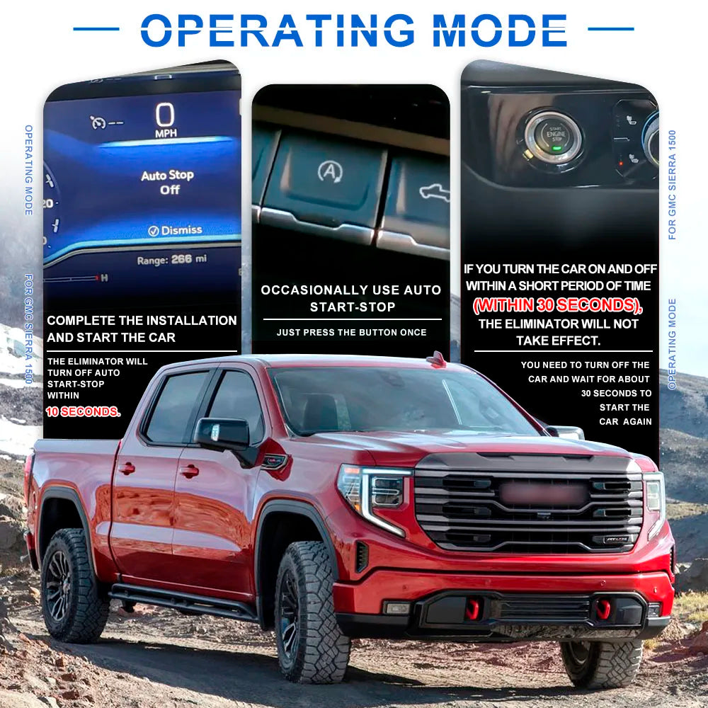 For GMC Sierra Chevrolet Silverado 1500 Refreshed 2022-2025 Auto Disable Start Stop System Engine Off Device Auto Stop Canceller