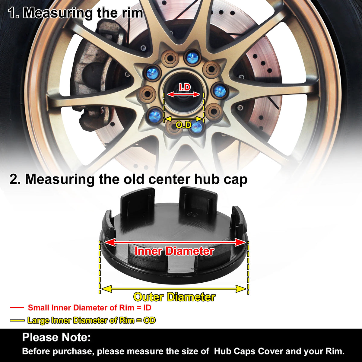X Autohaux Universal Wheel Center Caps, 53-75mm 4-Pack - image 4