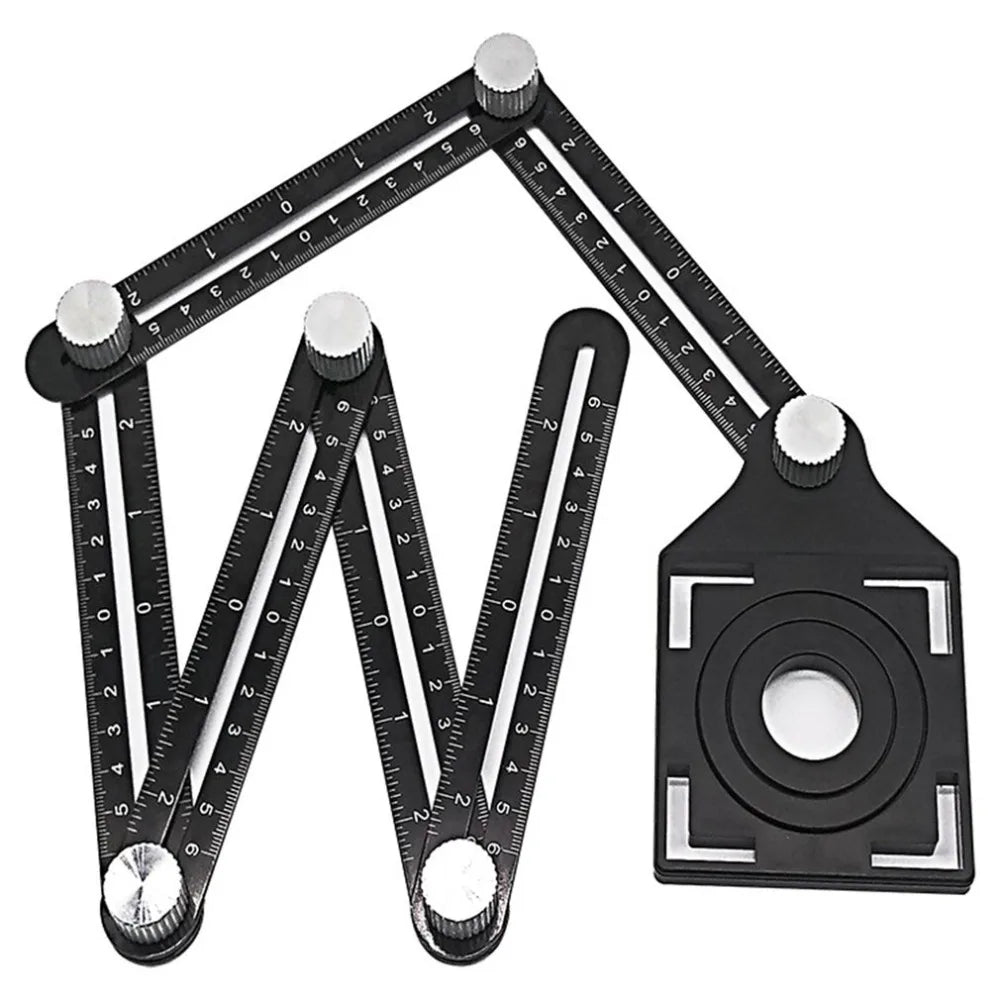 6 Fold Angle Measuring Ruler Aluminum Alloy Perforated Template Construction Tool for Tile Hole Drilling Guide