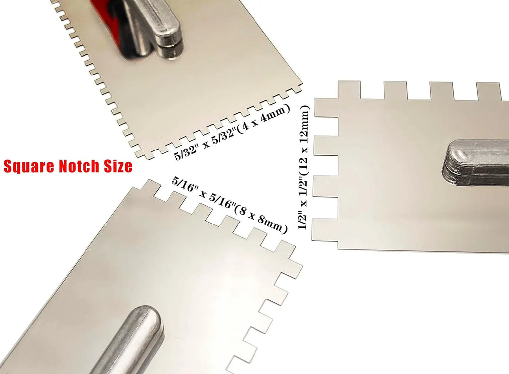 1pcs Tile Tools Stainless Steel Square Notched Trowel Masonry Hand Kit for Wall Floor Tiling Installation