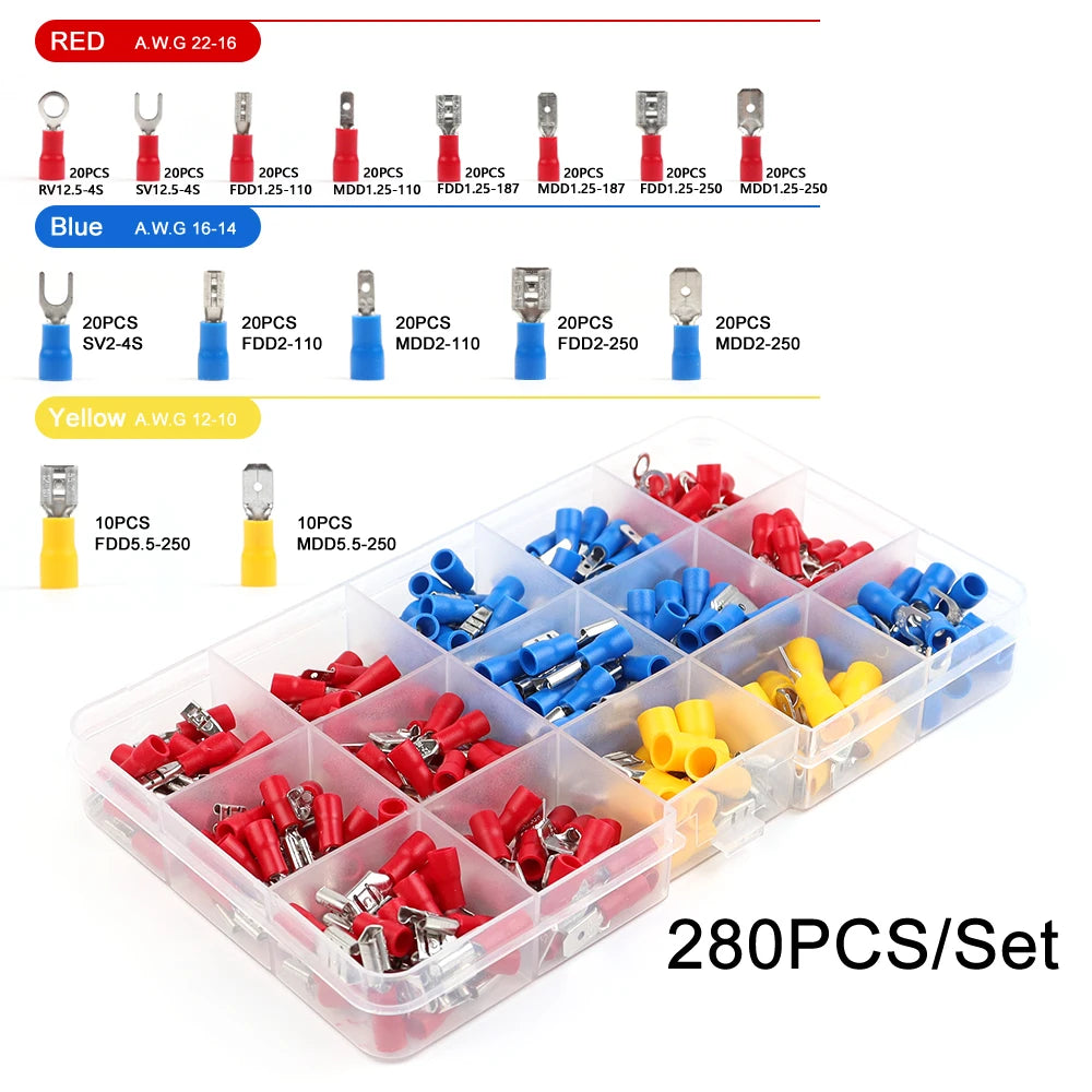 280-Piece Male & Female Insulated Wire Connector Kit