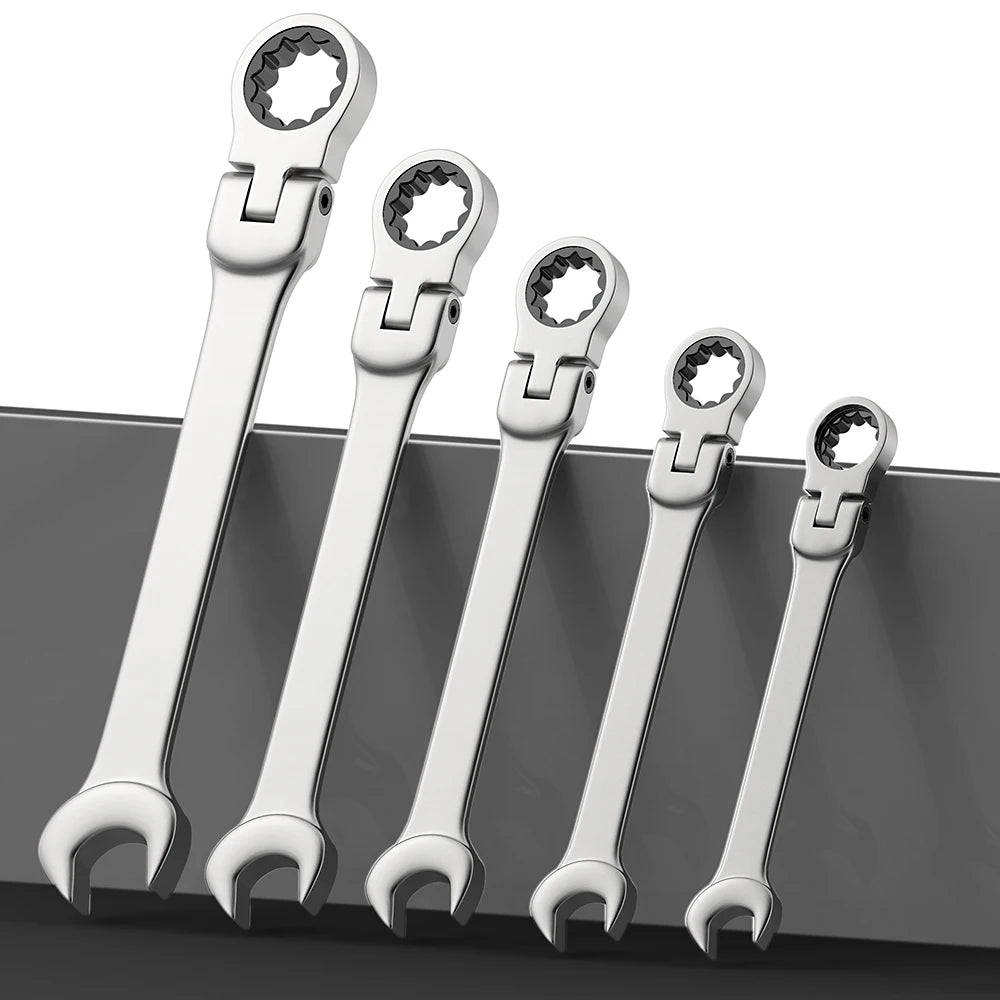 Combination Ratcheting Wrench Set, Chrome Vanadium Steel, with Bag - image 3