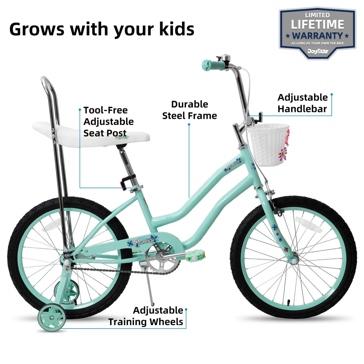 JOYSTAR 20-Inch Girls' Banana Seat Bike with Training Wheels - image 2