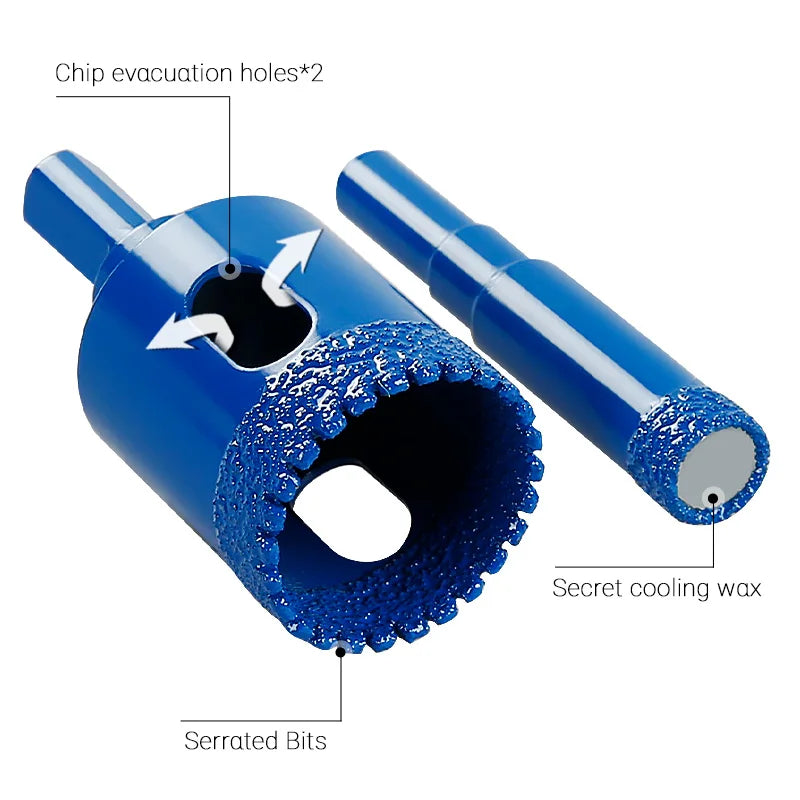 LOZLIN 10PCS Diamond Core Drill Bit Set 6-50mm Vacuum Brazed Hole Saw Kit for Porcelain Tile Ceramic Tile Granite Marble Stone Dry Drilling Cutter Tool Diamond Hole Cutter Drill Bits for Angle Grinder Hand Drill