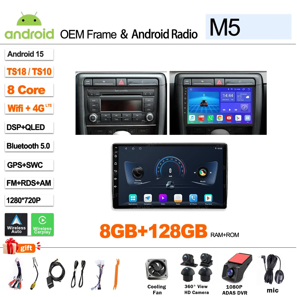 Android 16 9'' Car Radio for Audi A4/S4/RS4 2002-2009 CarPlay - image 8