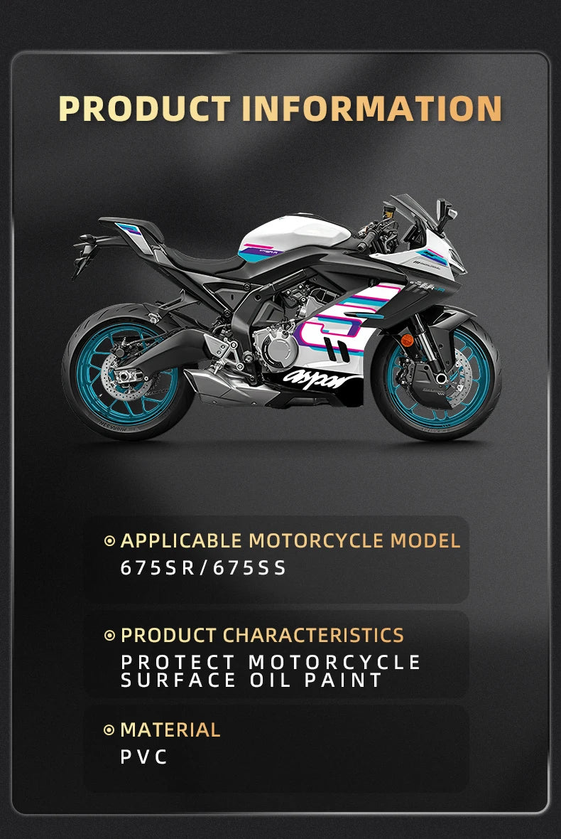 Fairing Sticker Kit for CFMoto 675SR Motorcycles - view 9