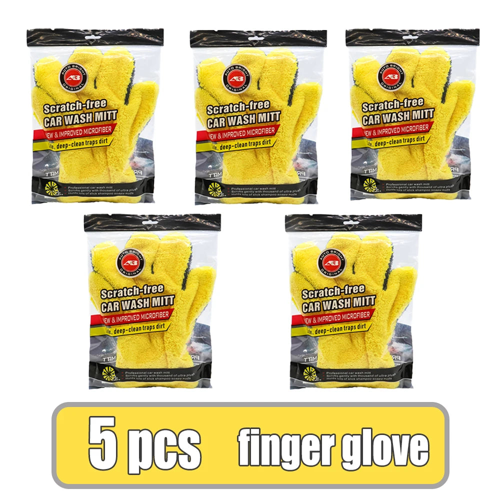 5-Finger Microfiber Car Wash Mitt, Scratch-Free Ultra Absorbent Detailing Glove