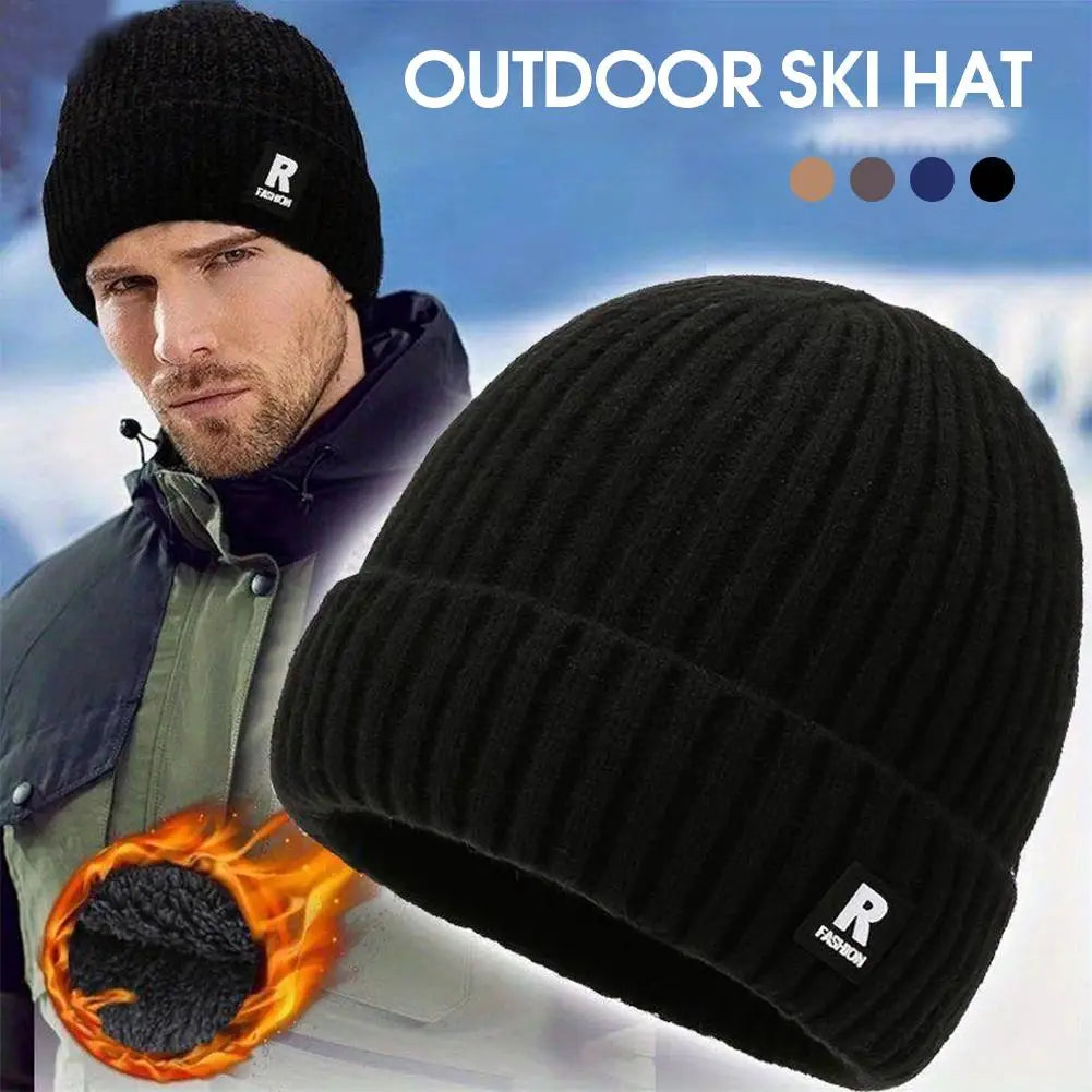 Fleece-Lined Winter Beanie Hat – Thick Knit Wool Cap