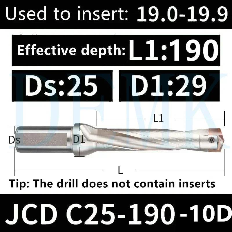 Indexable U Drill with Internal Cooling, 3D-10D, 10-25mm Diameter