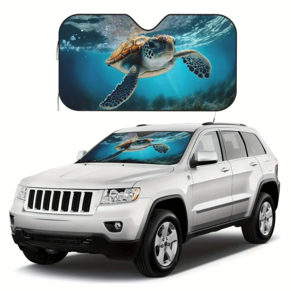 Foldable Windshield Sun Shade with Fun Animal Prints, 55 x 30 in