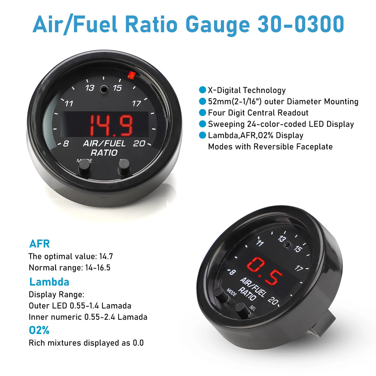 CNSPEED Wideband O2 Sensor Air Fuel Ratio Gauge Kit - image 4