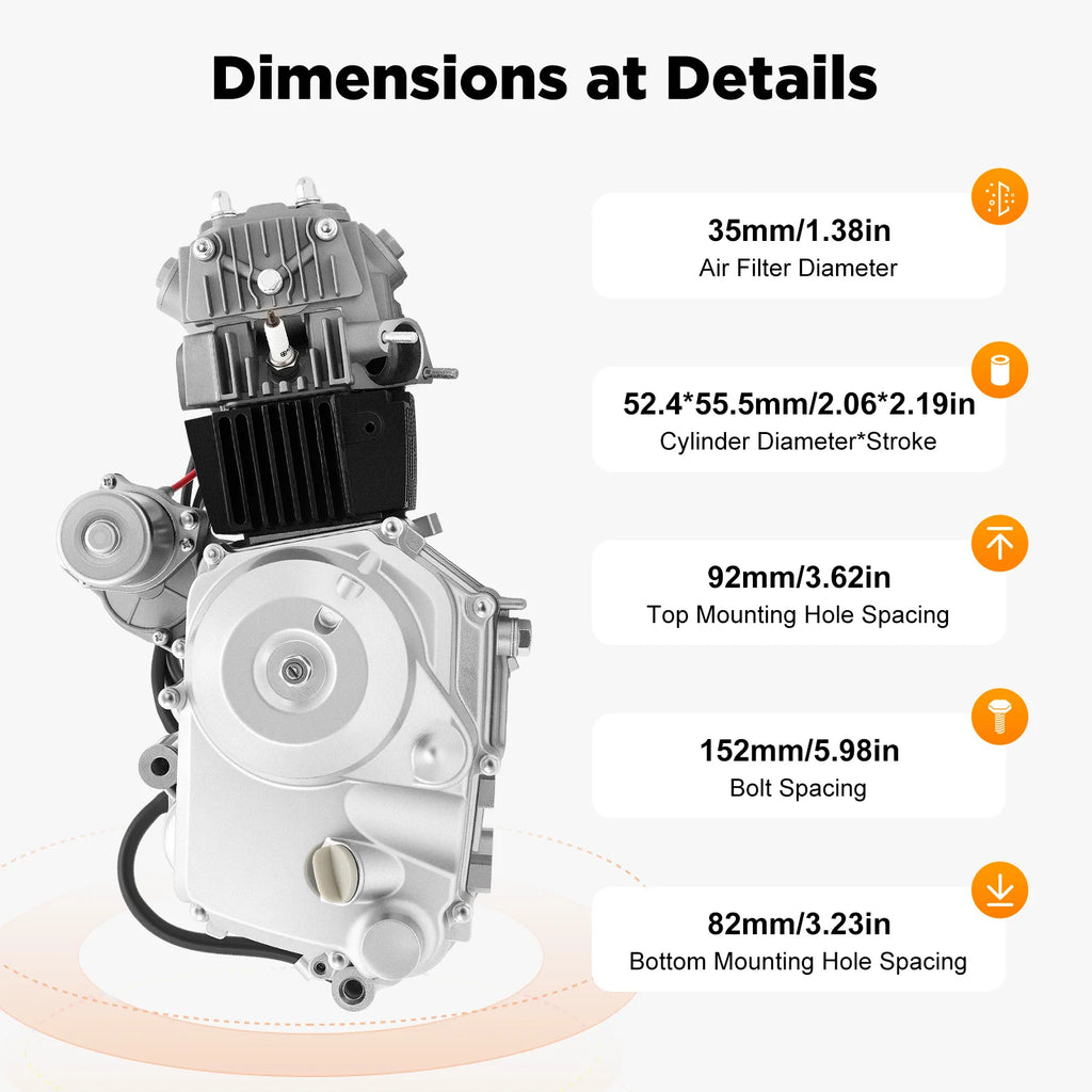 125cc 4-Stroke Engine with Reverse Gearbox for ATV & Go-Kart