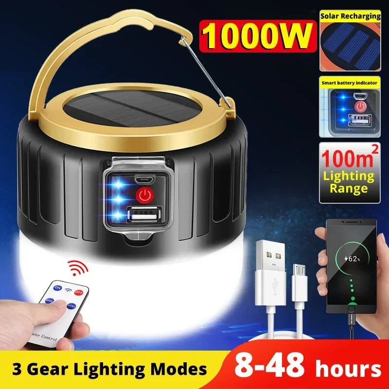 Rechargeable LED Camping Lantern & Power Bank with Remote Control
