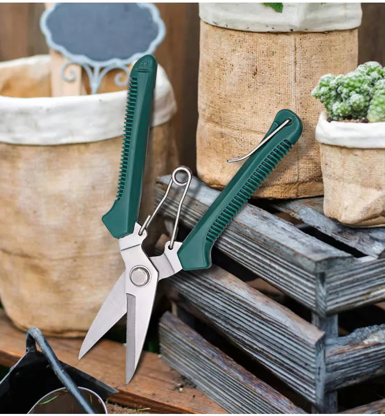 Straight Head Pruning Shears Non-Slip Handle Stainless Steel Bonsai Garden Scissors