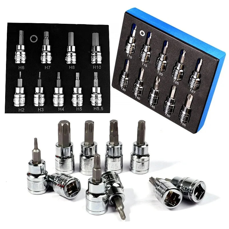 3/8 Inch Hex Bit Socket Set Sturdy Allen Key Sockets Metric Drill Impact Kit