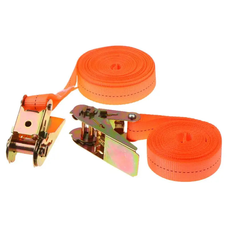 Heavy Duty Ratchet Tie Down Straps High Strength Orange Webbing with Metal Buckle
