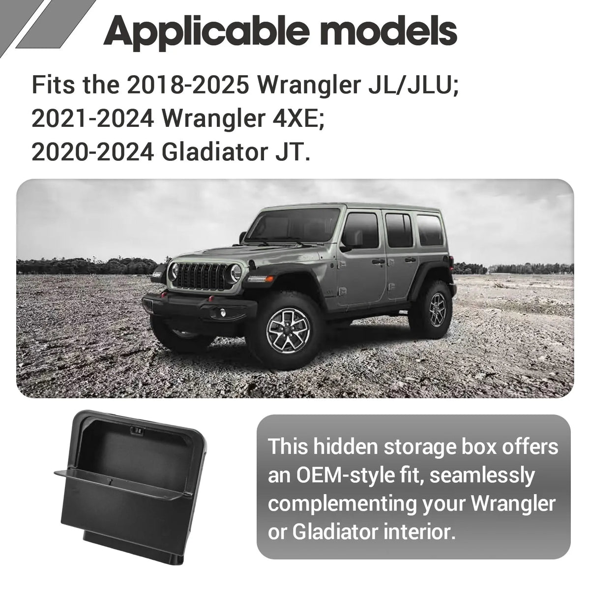 Hidden Center Console Organizer for Jeep Wrangler JL and Gladiator