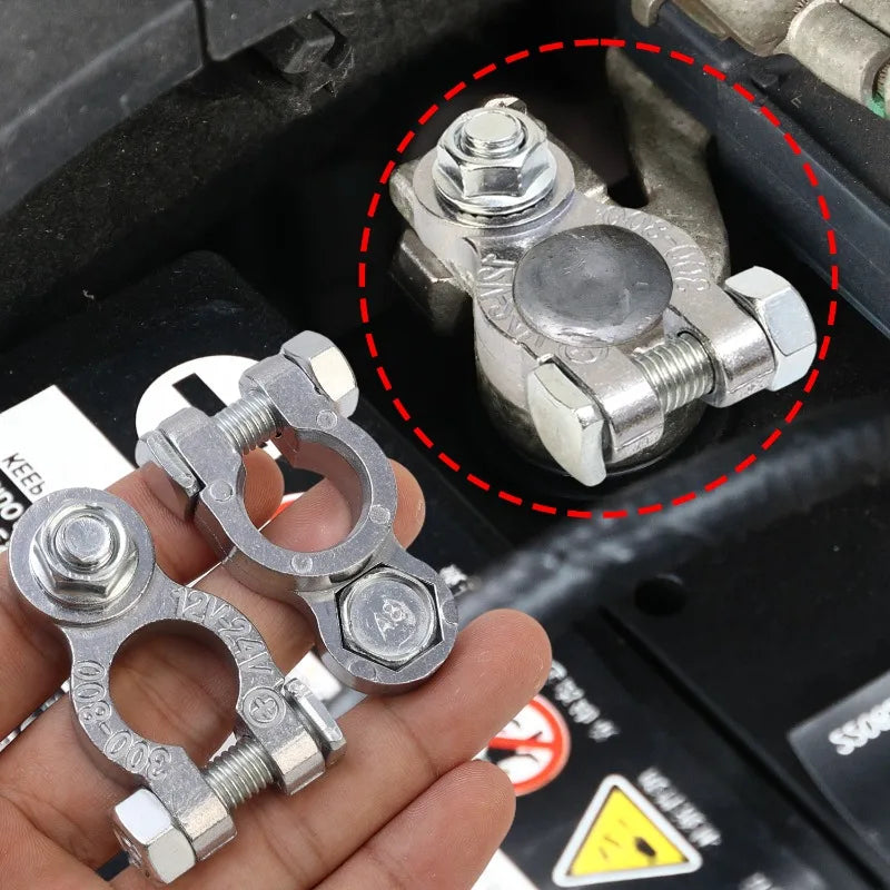 2pcs Battery Terminal Clamp Zinc Alloy Positive and Negative Pole Screw Connector