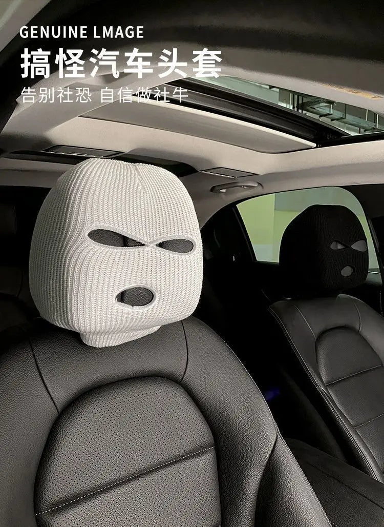 Funny Ski Mask Car Headrest Cover
