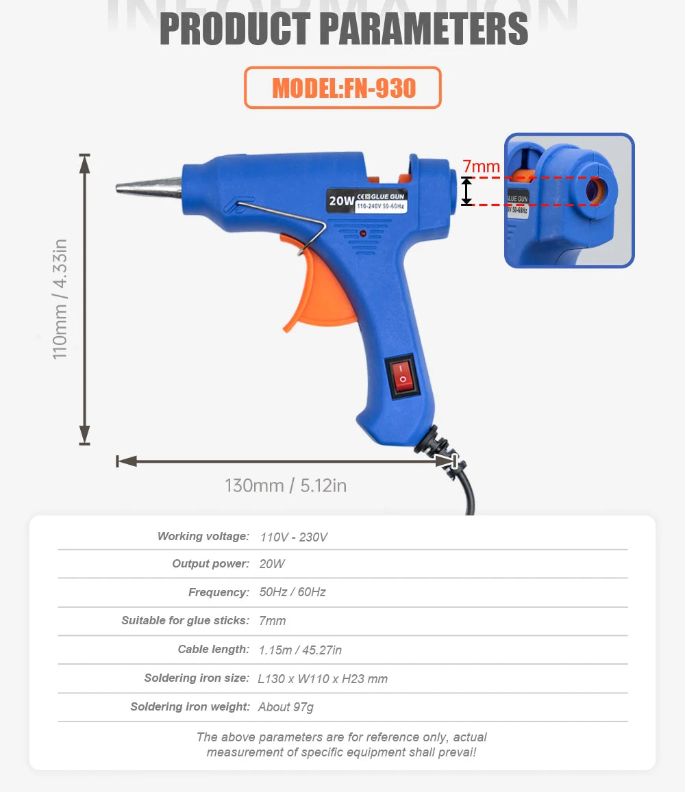 Mini Hot Melt Glue Gun 20W with 20x 7mm Glue Sticks DIY Repair Tool - image 9