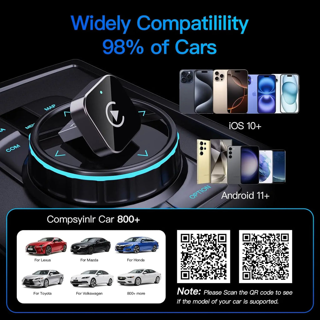 Wireless CarPlay Adapter for iPhone and Android Auto