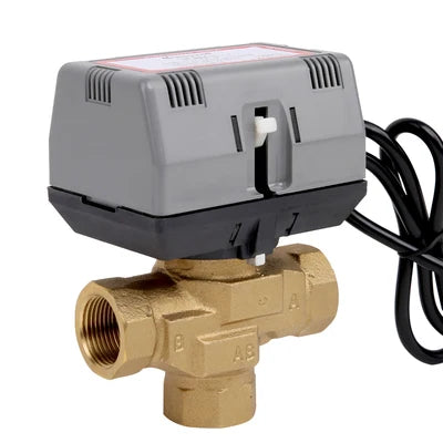 Three-Way Motorized Valve Brass VC6013 Fan Coil Electric Valve AC220V