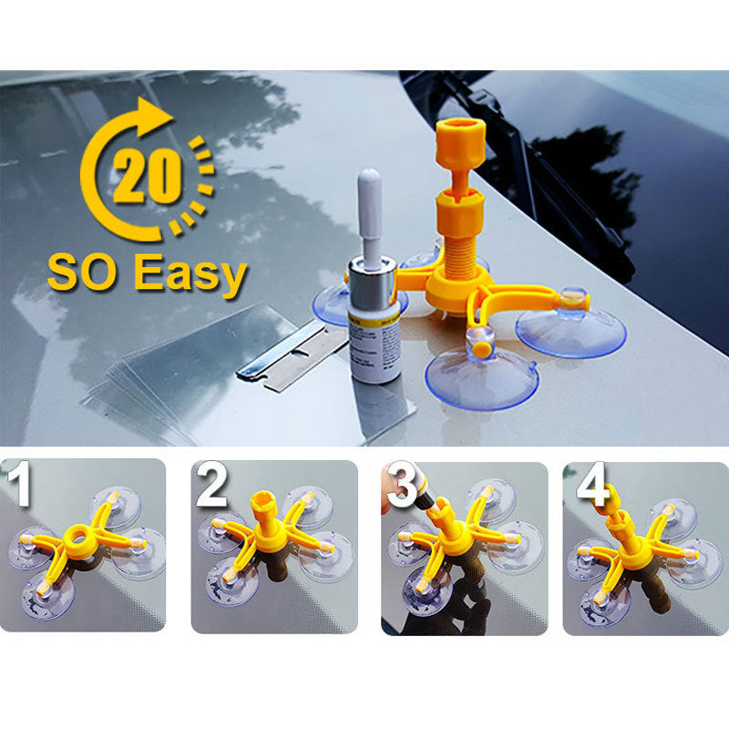 Windshield crack repair kit contents