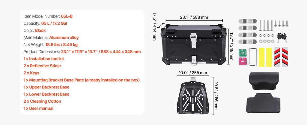 SucceBuy Aluminum Motorcycle Top Case with Leather Lining - image 15